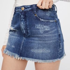 Free People Cute To Boot Jean Skirt